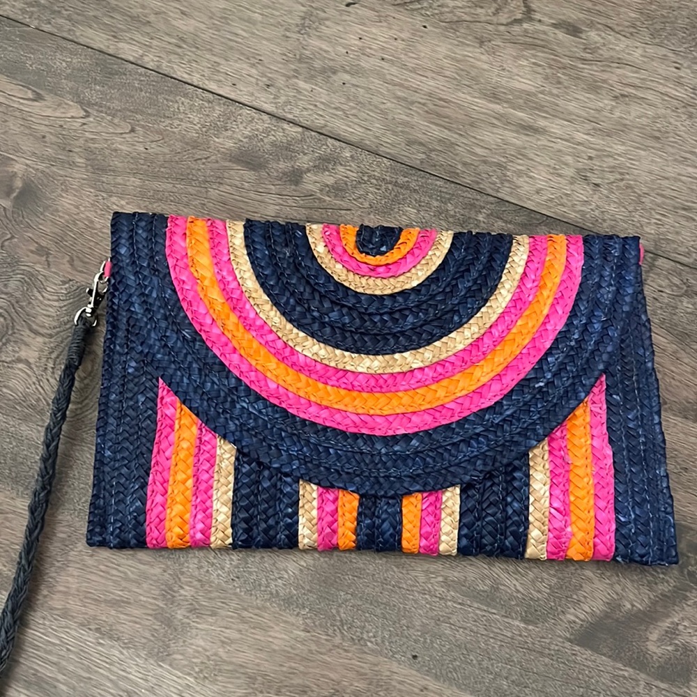 Mud Pie Multi-Color Straw Clutch
